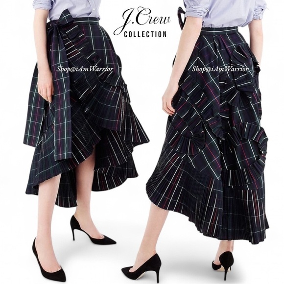 J.Crew Collection NWT tartan plaid taffeta ruffle wrap skirt *shop@iamwarrior - Picture 2 of 11